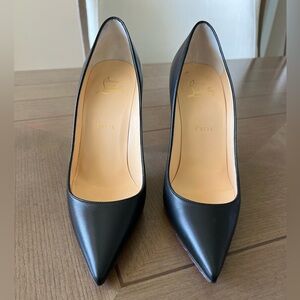 Christian Louboutin Kate 100 Pumps – Black Nappa Leather – Size 38.5